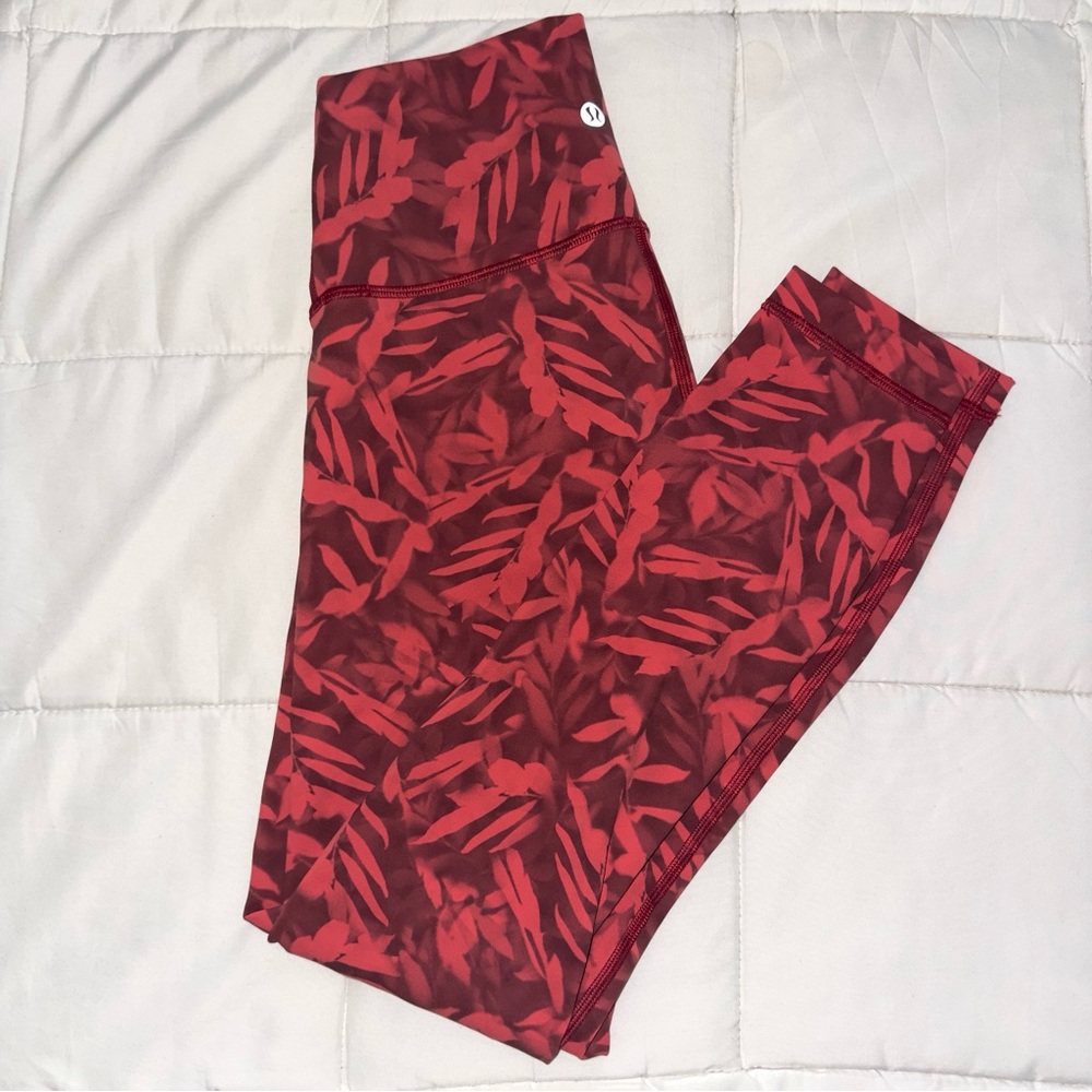 Lululemon Athletica Red Patterned Leggings